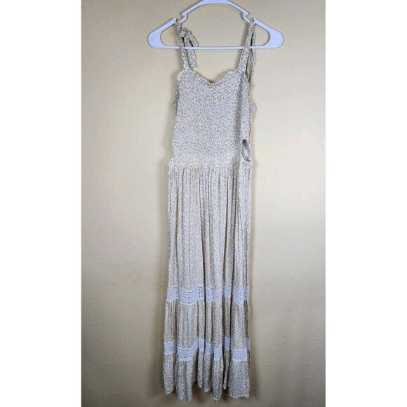 Sincerly Jules Dresses & Skirts - Sincerely Jules Size M Cottagecore  Floral side cutout yellow Tiered‎ Dress Boho